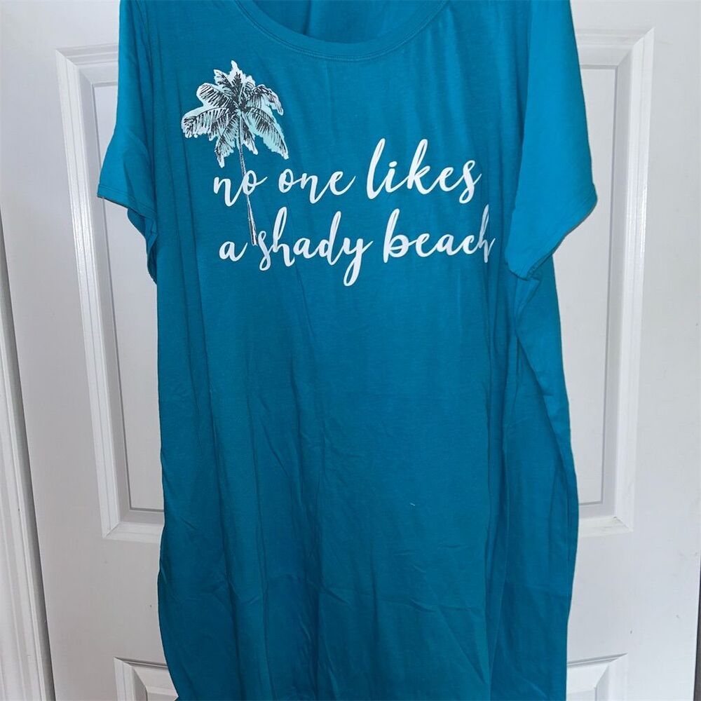 Cacique Women's Plus Size 22 Teal Graphic night shirt